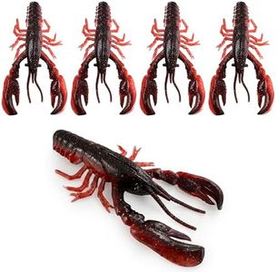 Headbanger RawCraw 4 Pieces Soft Plastic Craw Bait for Bass Fishing – Floating TPE Craw with Kicking Claws – Durable Jig Trailer & Creature Bait for Texas Rig