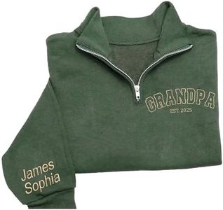 Chillever Personalized Embroidered Grandpa Quarter Zip Sweatshirt, Custom Grandpa Shirt With Grandkids Names, Granddad Shirts For Men, Granddad Gifts, Gifts For Grandfathers, Father's Day, Christmas