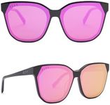 DIFF Gia Designer Oversized Square sunglasses for Women UV400 Protection, Black + Pink Mirror