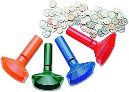 MMF Industries Coin Sorter Tubes, 4 Colour-Keyed Tubes – Durable Moulded Plastic, Assorted Colours, Easy to Load, Coin Counters & Coin Sorters for Wrappers