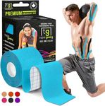 TapeGeeks Athletic Tape, Kinesiology Tape - Hypoallergenic Sports K Tape, Kinesio Tape, Water Resistant Kinesio Tape, Wrist Tape Therapeutic Body Tape Turf Tape (Uncut 16.4 ft Long, Blue)