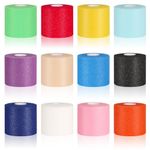 12 Pieces Pre Wrap Athletic Tape Foam Underwrap, Breathable Sports Wraps Prewrap Multi Color Underwrap Bandage for Wrists Elbows Knees Ankles Hair Soccer, 2.75 Inches x 30 Yards (Assorted Colors)