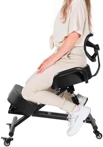 Ergonomic Kneeling Chair,Lumbar Support Kneeling Chair with Adjustable Height and Footrest for Desk Work for Home and Work, Improve Your Postures,Thick Comfortable Cushions,Locking Wheels