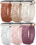 Witzon Floral Engraved Bands Compatible with Apple Watch Band 40mm 38mm 41mm 42mm 44mm 45mm 49mm Women, Silicone Soft Cute Pattern Strap for iWatch Series Ultra Ultra 2 SE 9 8 7 6 5 4 3 2 1, Style A