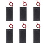 6PCS AA Battery Holder with Cover AA Battery Holder Case with ON/Off Switch 1.5V, 2 x 1.5V Series DIY Battery Storage Boxes, 2 Slots Black Plastic Batteries Case for AA Battery