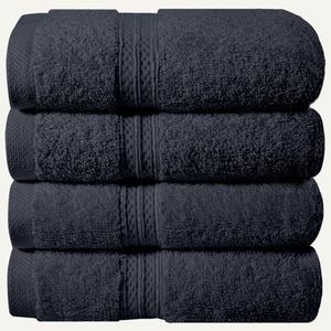 Briarwood Home® Angelo 4-Pack Hand Towel - 16"x30", 100% Combed Cotton, 600 GSM Ultra-Soft, Quick Dry & Highly Absorbent – Lightweight & Compact for Spa, Gym, Kitchen & Face Use – Charcoal
