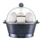 Chefman Electric Egg Cooker Boiler, Rapid Poacher, Food & Vegetable Steamer, Quickly Makes Up to 6, Hard, Medium or Soft Boiled, Poaching/Omelet Tray Included, Ready Signal, BPA-Free, Midnight Blue