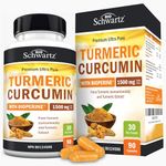 Turmeric Curcumin 1500mg | Turmeric Supplement + Black Pepper | Anti Inflammatory Pills & Joint Pain Relief | with BioPerine | High Potency Curcumin Supplements | Non-GMO, Gluten-Free | 90 Ct