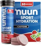 Nuun Sport + Caffeine Electrolyte Tablets - Dissolvable in Water, Cherry Limeade Flavor, 5 Essential Electrolytes for Hydration, 1g Sugar Drink Mix, Vegan, Non-GMO, 8 Pack (80 Total Servings)