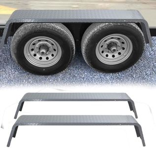 Trailer Fenders, Tandem Axle Trailer Fenders, Heavy Duty Painted Steel Diamond Tread Plate Fenders Fit for 13"-15" Tires, 10" x 72" x 13", Set of 2, Grey (Light Grey)