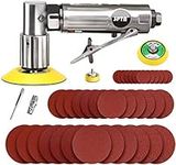 Mini Air Sander, SPTA 25mm/50mm/80mm Mini air Grinder Sets, Random Air Orbital Sander Car Polisher Sets, with 36 Mixed Grit Sanding Disc Pads 3 Backing Plate for Sanding and Polishing-ASOSS3SET