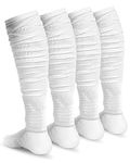 Finerview Scrunch Football Socks 2 Pairs, Extra Long Padded Sports Socks for Men & Women, White, Medium