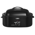 Roaster Oven with Self-Basting Lid,18 Quart Electric Roaster with Removable Pan & Rack,150-450°F Full-Range Temperature Control with Defrost/Warm Function,Stainless Steel,Black