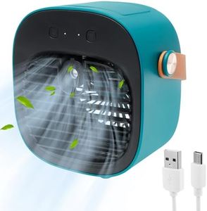 Desk Air Cooler, Mini Air Cooler Portable Small Desktop Air Cooling Fan Adjustable USB Portable Air Conditioner Mini Fans for Bedroom Office Indoor (Green)