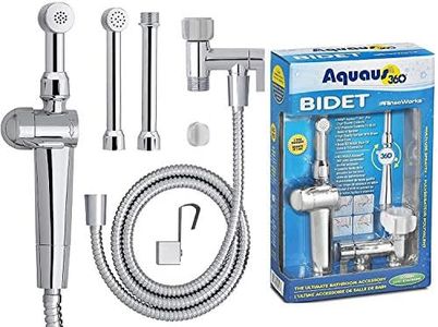 RinseWorks - Aquaus 360 Patented Hand Held Bidet for Toilet - NSF Certified - 3 Year Warranty - Dual Pressure Controls - Safe Valve Core - 3 Spray Heads & 5’’ Extension.