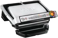 T-fal OptiGrill Stainless Steel Electric Grill Indoor 4 Servings 6 Automatic Cooking Modes, Intelligent grilling rare to well-done, Nonstick Removable Plates, Dishwasher Safe, Panini Press, Silver