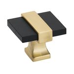 Amerock | Cabinet Knob | Brushed Matte Black/Brushed Gold | 1-3/8 inch (44 mm) Length | Overton | 1 Pack | Drawer Knob | Cabinet Hardware