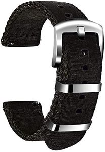 ULLCHRO Nylon Watch Strap Replacement Canvas Watch Band Military Army Men Women - 18mm, 20mm, 22mm, 24mm Watch Bracelet with Stainless Steel Silver Buckle, Black, 22mm, Army,Bracelet,Military