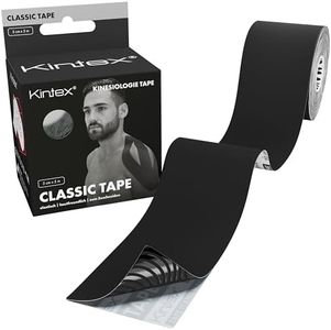 Kintex Kinesiologie-Tape Classic - selbstklebend, elastisch, wasserfest und antiallergisch - Sport- und Kinesiotape zum Einsatz bei Sportverletzungen - Schwarz - 5 cm x 5 m