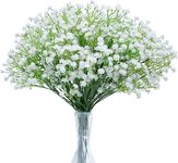 N&T NIETING 10Pcs Baby Breath Flowers Artificial, Faux Flowers Bulk White, Fake Dried Gypsophila Plants for Weddinga Bouquets Party Home Garden Fall Indoor Decoration, White