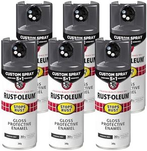 Rust-Oleum Stops Rust Custom Spray 5-in-1 Spray Paint, Gloss Charcoal Grey, 340 g (Pack of 6)