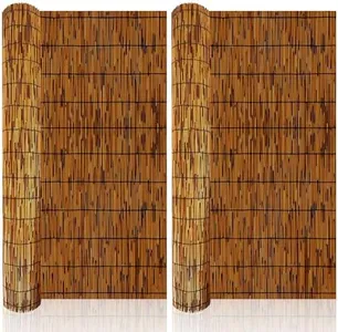 PAKNANO 2 Pack Natural Reed Fence,3.3FT X 16.4FT Bamboo Fencing Privacy Reed Screening for Outdoor, Gallery, Restaurant, Hotel, Patio (Brown)