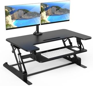 Mount-It! Standing Desk Converter Dual Monitor, 2 Screen Mounts Included, Height Adjustable Desk Riser in Black, Stand Up Desk Convertor Large 36" Wide, Sit Stand Convertor with Manual Lift Gas Spring