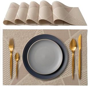 IPEA Sets de Table élégants 45 x 30 cm pour Dîner, Déjeuner, Petit Déjeuner - 6 unités - Set de Table Lavable, Résistant au Chaleur, antidérapant et Anti-Taches Tables Cuisine Salle à Manger - Beige
