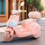 Baybee Trixo Battery Operated Bike for Kids, Ride on Toys Kids Bike Scooty with Music & Light, Baby Rechargeable Battery Bike, Electric Bike for Kids to Drive 1 to 4 Years (Pink)