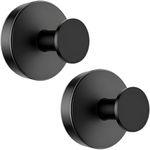 V-Kitpater Heavy Duty Suction Hooks 2 Pack Black, 304 Stainless Steel No Drill Hooks for Bathroom Kitchen Tile Glass, Wreath Hanger Front Door UPVC, 10lb Waterproof Reusable No Residue
