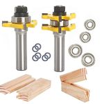 Sinoprotools 2Pcs Tongue and Groove Router Bit Set, 1/2" Shank Tongue and Groove Router Bits, 3 Teeth T Shape Jointing Router Bits,Wood Milling Cutter for Tongue&Groove Joints,Slots(1-3/4" Cut Dia.)