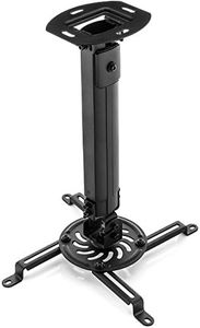 deleyCON Support Universel pour Vidéoprojecteur Support Plafond Inclinable de +-15° - Pivotant de 360° - Jusqu'à 13,5 Kg - Réglable en Hauteur 380 mm - 580 mm - Passage de Câble - Noir