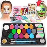 Face Paint Kit for Kids - 17 Colors Face Painting Set Includes Stickers, Brushes,Sponges, Professional Face Body Painting Kits