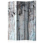 murando Decorative Room Divider Vintage Wood Bird 135x172 cm / 54"x68" Double-Sided Folding Screen 3 Panels Room Partition Non-Woven Canvas Print Opaque Photo Display Natur f-C-0187-z-b