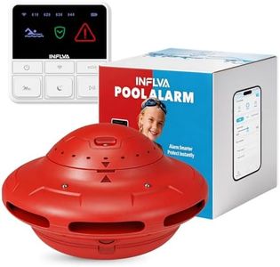 INFLVA Smart Pool Alarm with App Connectivity | Real-Time Phone Alerts & Adjustable Sensitivity | LED Status Monitoring | for Inground & Above Ground Pools | Housewarming Gift Pool Owners Red