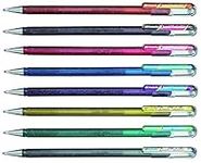 Pentel Hybrid Dual Metallic Liquid Gel Roller Pen YK110/8-M - Pack of 8 Pens in 16 Shimmering Metallic Colours