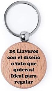 Uvimark - Artículos publicitarios - Merchandising - Llaveros de Madera Personalizados - 25 Llaveros Originales - Llaveros Personalizados - Regalos de Empresa - Detalles de Boda - Comunión - Bautizo
