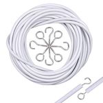 Net Curtain Wire and Hooks Kit, 5M White Curtain Cord with 10pcs Screw Hooks and 10pcs Eye Hooks for Net Curtain Rod