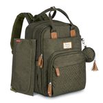 RUVALINO Baby Changing Bag Backpack, Neutral All-in-One Baby Bags for, Multifunction Large Travel Backpack with Portable Changing Pad, Stroller Straps, Pacifier Case and Insulated Pockets, Olive Green