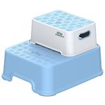 BlueSnail Double up Step Stool for Kids, Anti-Slip Sturdy Toddler Two Step Stool for Bathroom, Kitchen and Toilet Potty Training (Blue)