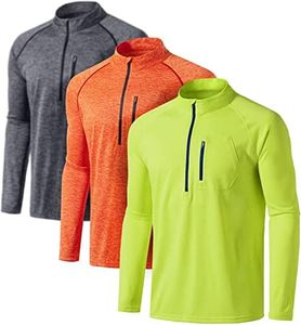 ATHLIO 3 Pack Men's Long Sleeve Athletic Shirts - Quick Dry, UV Sun Protection, and 1/4 Zip Pullover Running Tops for Outdoor DQZ02-SYO_Medium