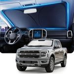 DMJN Windshield Sun Shade for Ford F150 (2015-2020), Car Sunshade for Front Windshield [Nano Ice-Crystal Coatings] UPF50+ Heat Block & UV Reflective - Protect Interior & Keep Cooler