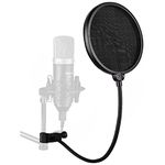 Juârez PF-100 6-inch Studio Microphone Pop Filter Shield Mask, Double Mesh Wind Screen with 360° Flexible Gooseneck and Quick Mount or Release Clamp for Recording, Singing and Broadcast Studio