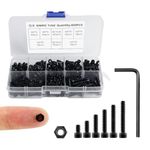 Serplex® 400PCS M3 Screws Nuts, Grade 12.9 Alloy Steel, Hex Socket Head Cap Metric Bolts and Nuts Kit, Black Zinc Palted, Anti Rust Upgrade