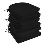 Basic Beyond Chair Cushions for Dining Chairs 6 Pack, Memory Foam Chair Cushion with Ties and Non Slip Backing, 16 x 16 inches Chair Pads for Dining Chairs(Black)