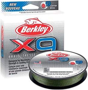 Berkley X9 Braided Fishing Line - 9 Strand Braid Line for Saltwater and Freshwater Fishing, Unisex,, Low-Vis Green, 0.06mm | 6.4kg | 150m | 165yd
