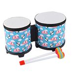 Bongo Floor Tom Drums Set for kids: Childrens Drum Percussion Music Instrument with 2 Mallets - Preschool Montessori Floor Babies Drum (Blue 5" to 6")