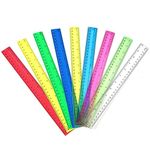 Belegao 9pcs Rulers 30cm/12inch Clear Colored - Plastic Straight Rulers Dual Scales with Centimeters and Inches Metric Shatterproof Measurement Tools for Students, Teachers, School, Office