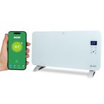 Adept E-RAD Scavo Smart Wi-Fi Glass Panel Heater 1500W | Adjustable Heat Settings with Thermostat, Smartphone App Control Radiator, Wall Mounted Free Standing Low Energy Heaters Timer, White