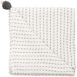 Crane Baby White and Black Stitched Stripe Blanket, Soft Cotton Nursery and Stroller Blanket, 100% Cotton, 36" x 36"